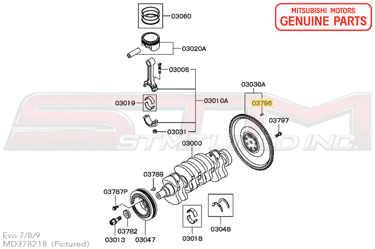 MD378218 Mitsubishi Flywheel Dowel Pin - Evo 7-9/X