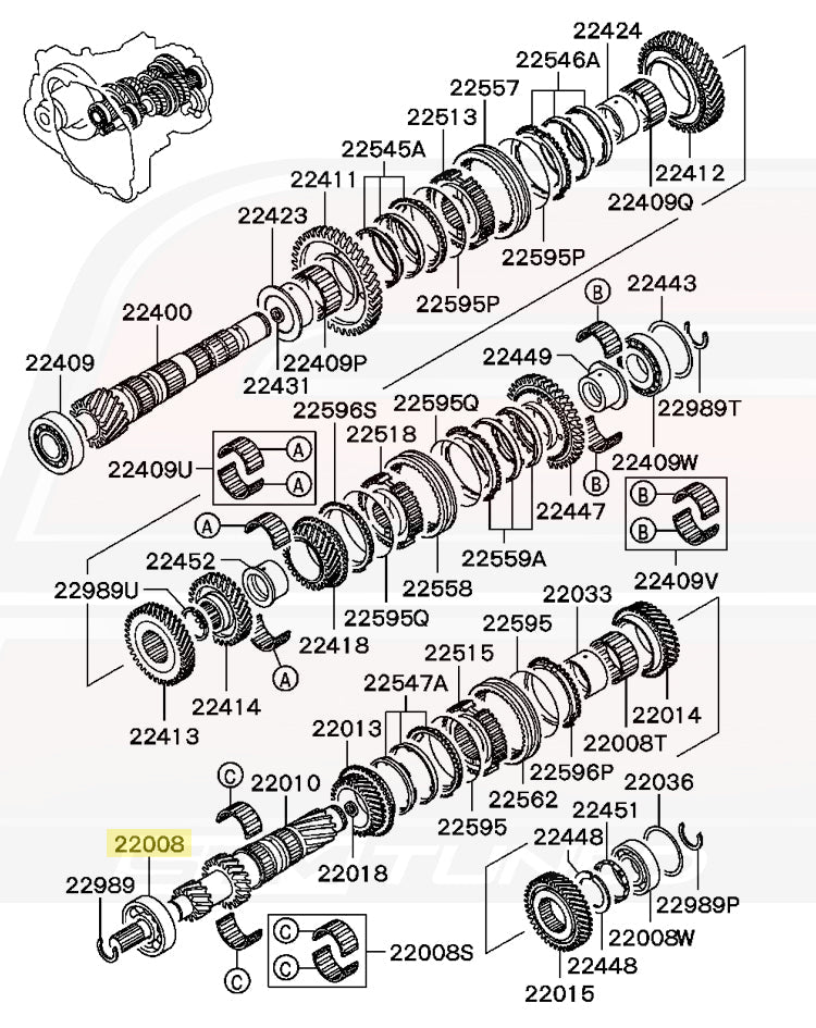 Mitsubishi OEM Input Shaft Ball Bearing for 5-Speed Evo 7/8/9 (MD718030)