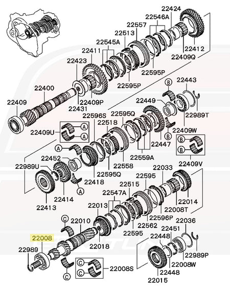 Mitsubishi OEM Input Shaft Ball Bearing for 5-Speed Evo 7/8/9 (MD718030)