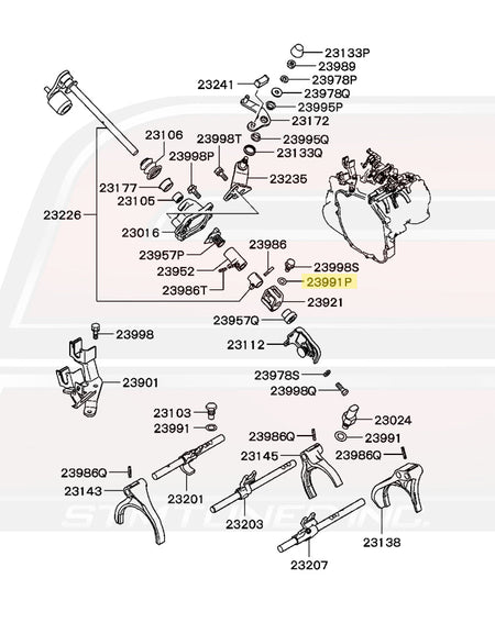 Gearshift Equipment Washer Diagram for 5-Speed Evo 7/8/9 © STM Tuned Inc.