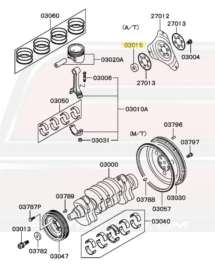 Mitsubishi OEM Auto Input Shaft Pilot Bushing for 6-Bolt 1G DSM (MD732972)