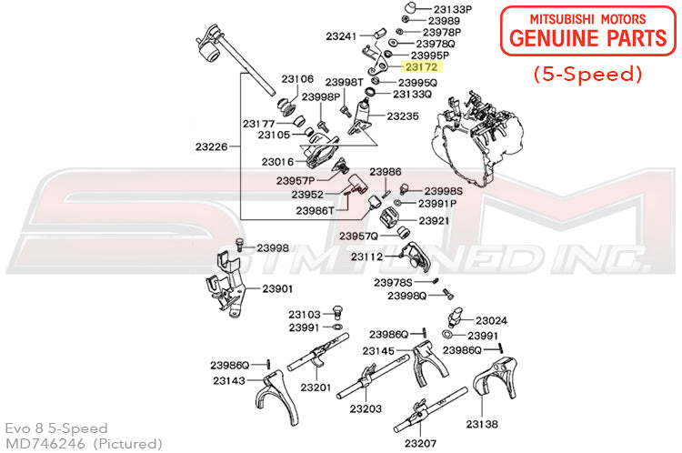 Mitsubishi 5-Speed Gear Select Shaft Lever - Evo 4-9