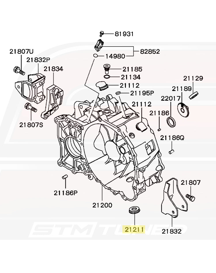 MD747412 Clutch Housing Diagram for Evo 7/8/9