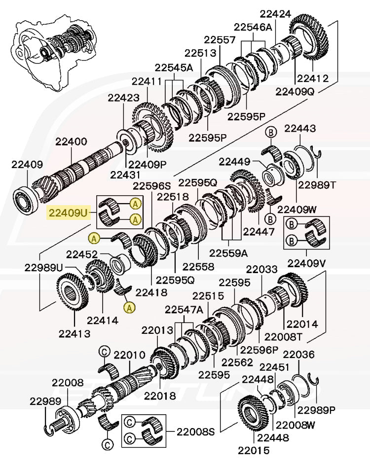Mitsubishi OEM Needle Bearing for 5-Speed Evo 5-9 (MD748456)