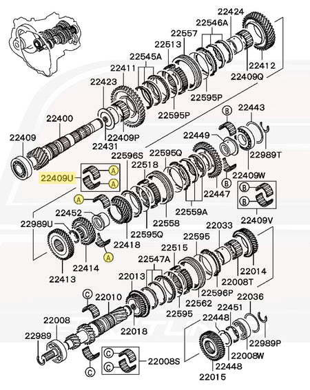 Mitsubishi OEM Needle Bearing for 5-Speed Evo 5-9 (MD748456)