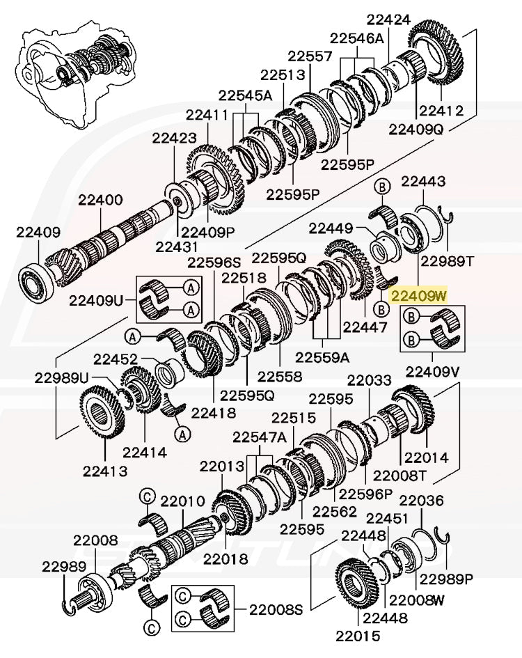 Mitsubishi OEM Transmission Bearing for Evo 7/8/9 5-Speed (MD748457)