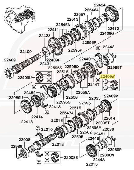 Mitsubishi OEM Transmission Bearing for Evo 7/8/9 5-Speed (MD748457)