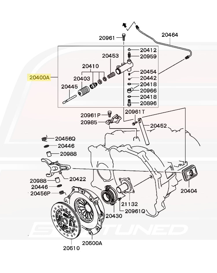 Mitsubishi OEM Slave Cylinder Diagram for Evo 8 (MD748617)