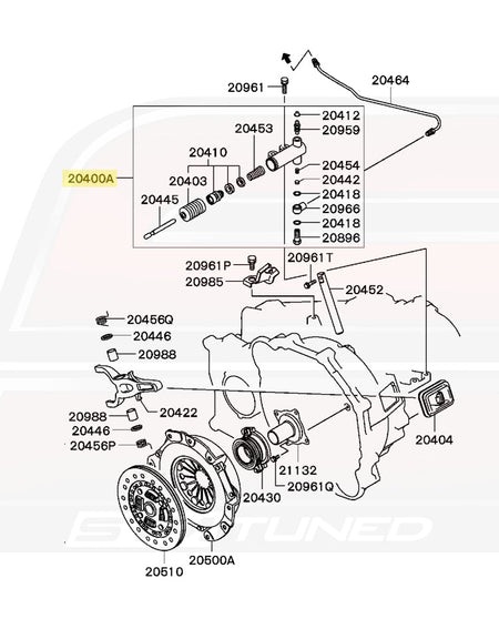 Mitsubishi OEM Slave Cylinder Diagram for Evo 8 (MD748617)