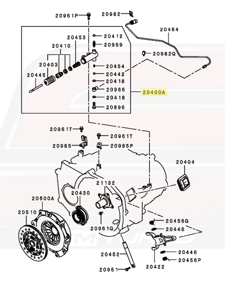 Mitsubishi OEM Slave Cylinder Diagram for Evo X (MD748617)