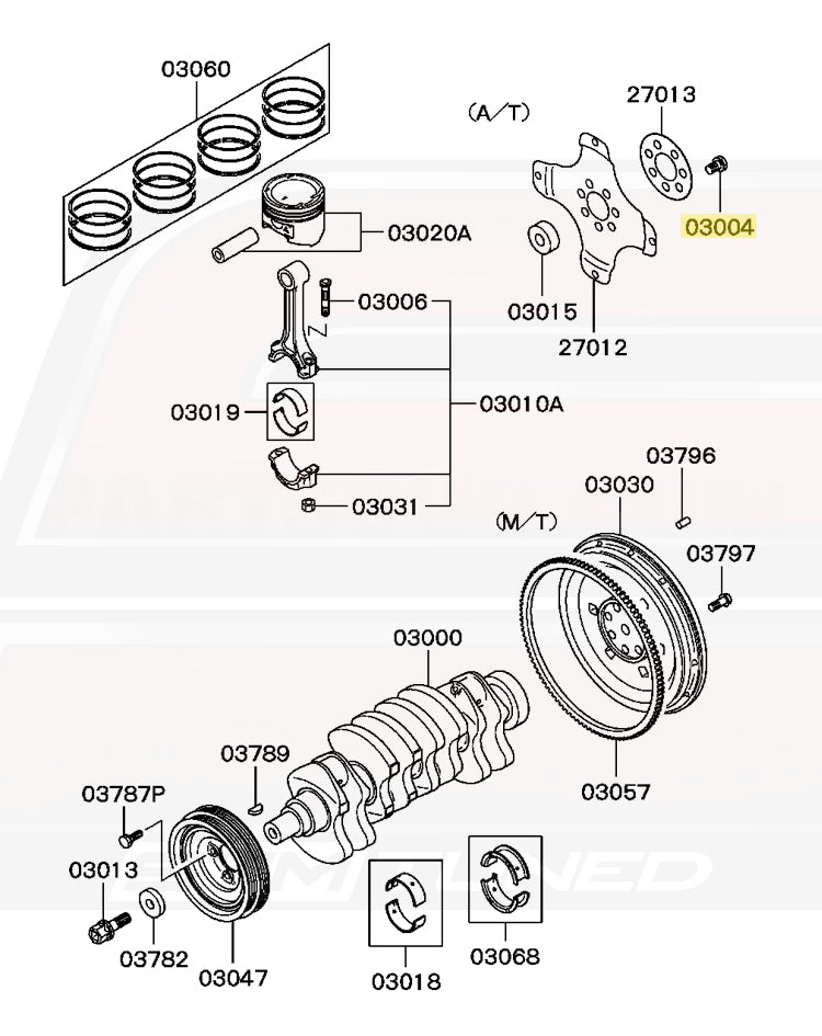 Mitsubishi Automatic Flex Plate Bolt Diagram for 7-Bolt DSM
