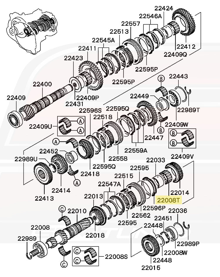 Mitsubishi OEM Input Shaft Bearing for 5-Speed Evo 5-9 (MD771359)