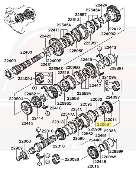 Mitsubishi OEM Input Shaft Bearing for 5-Speed Evo 5-9 (MD771359)