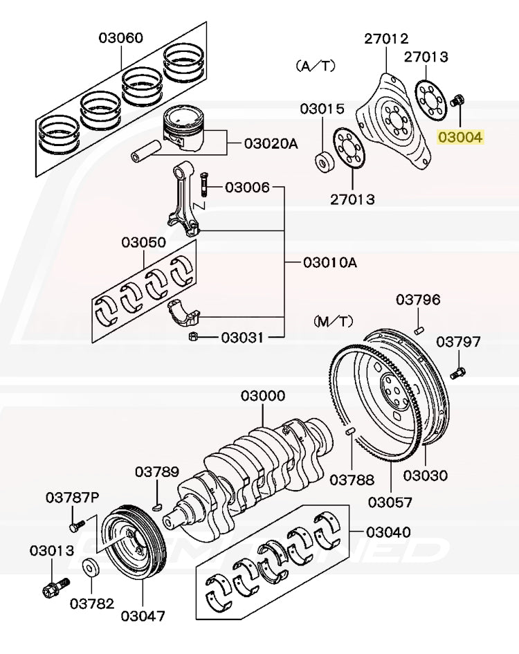 Mitsubishi Automatic Flex Plate Bolt Diagram for 6-Bolt DSM