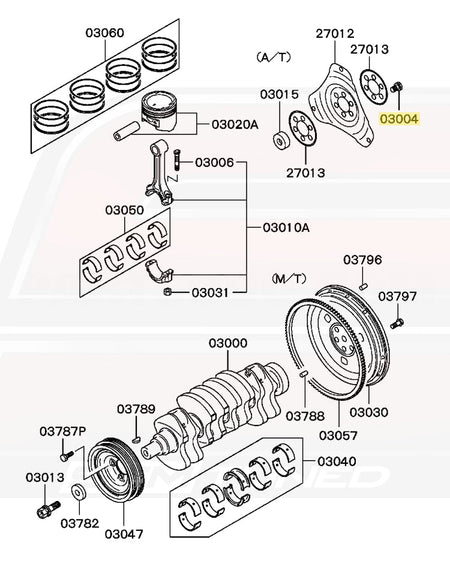 Mitsubishi Automatic Flex Plate Bolt Diagram for 6-Bolt DSM