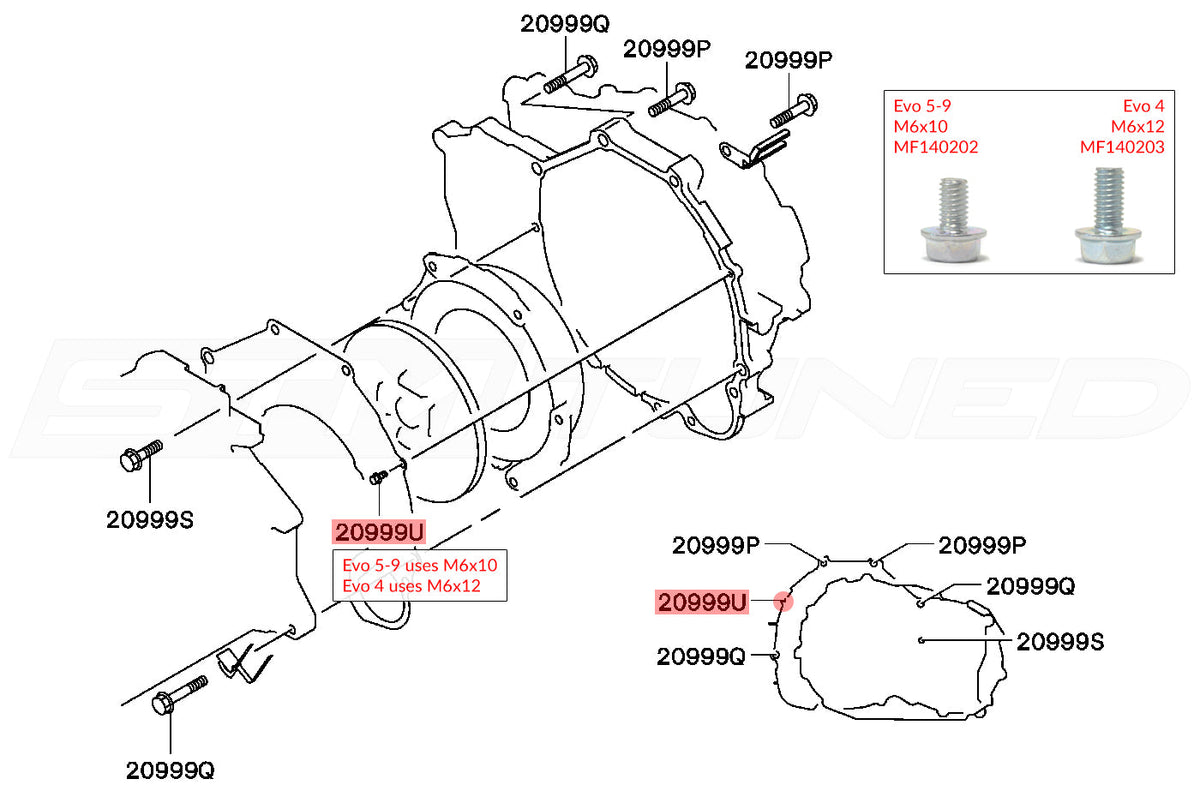 Evo 5-9 Trans to Engine Bolt Diagram