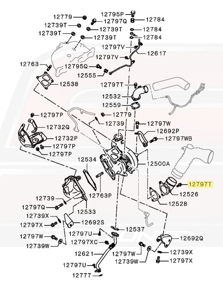 MF140225 OEM Evo X Turbo Air Inlet Fitting Bolt Diagram
