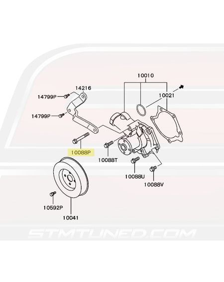 Mitsubishi OEM Evo 9 Water Pump Diagram 