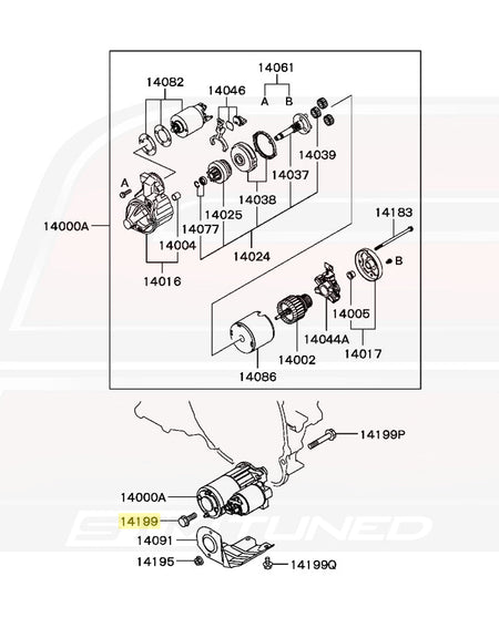 Mitsubishi OEM Starter Bolt Short for Evo 4-9 (MF140262)