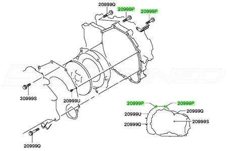 Mitsubishi OEM Transmission to Engine Bolt for Evo 4-9 (MF140268) 20999P Diagram