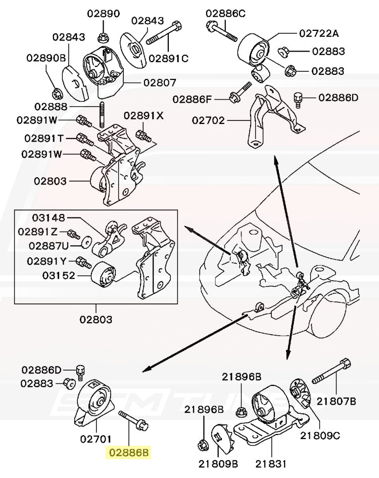 MF140273 Evo 8/9 Engine Mount Diagram