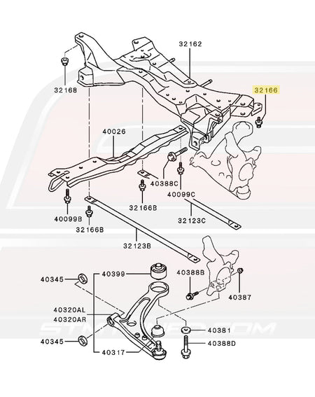 OEM Evo 7 8 9 CT9A Front Crossmember Diagram