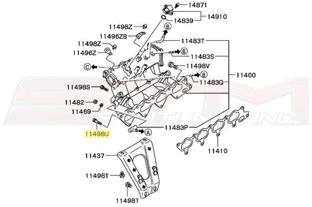itsubishi OEM Intake Manifold Bolt for Evo 4 5 6 7 8 9 Part number MF241258 Image © STM Tuned Inc.