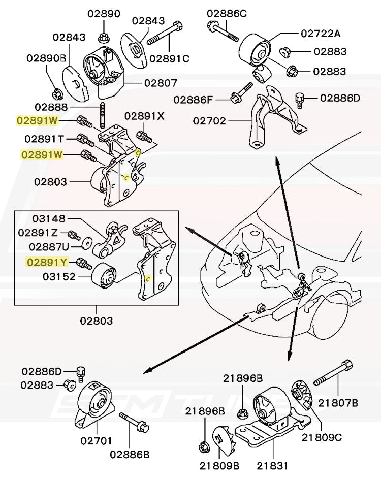 Evo 8 5-Speed Motor Mounts