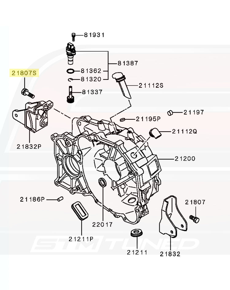 Mitsubishi OEM Transmission Bracket Bolt (MF241313) Evo 7 Diagram