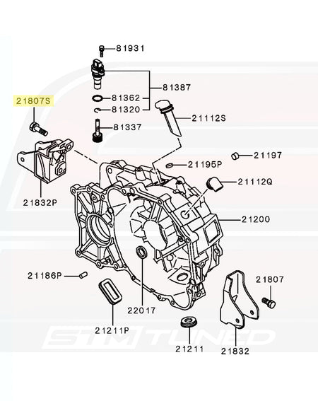 Mitsubishi OEM Transmission Bracket Bolt (MF241313) Evo 7 Diagram