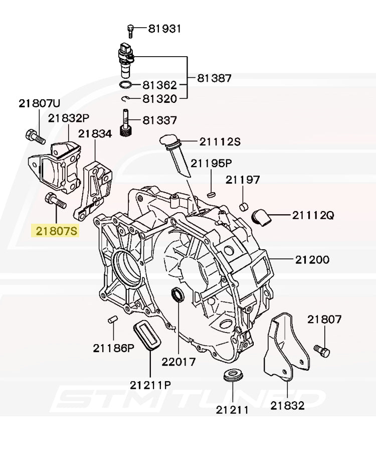 Mitsubishi OEM Transmission Bracket Bolt (MF241313) Evo 8/9 Diagram
