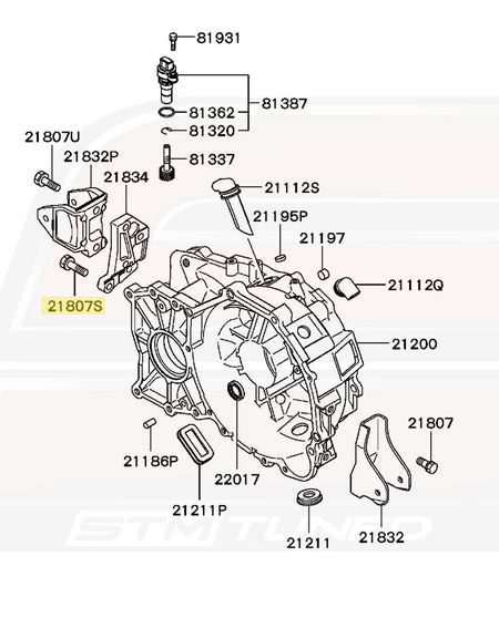 Mitsubishi OEM Transmission Bracket Bolt (MF241313) Evo 8/9 Diagram