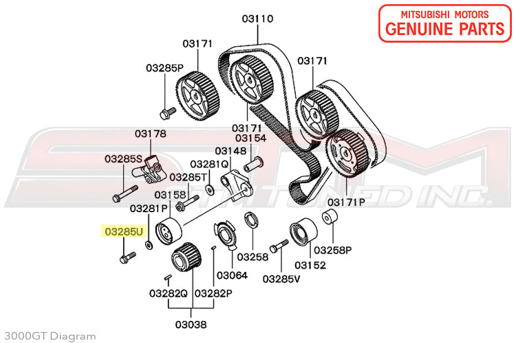 MF244884 Mitsubishi Timing Belt Tensioner Pulley Bolt - 2G DSM / 3S