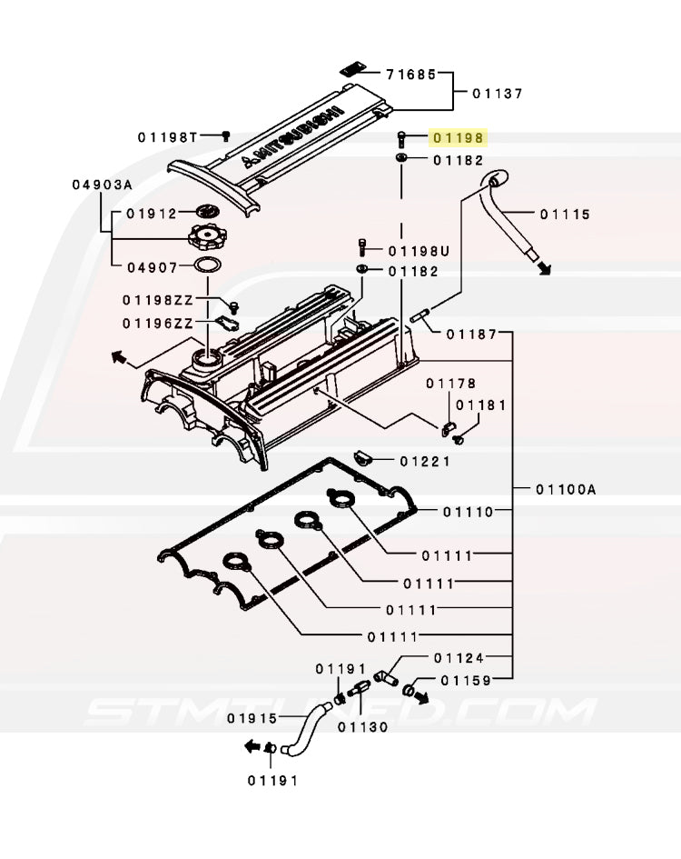 OEM Evo 8/9 Valve Cover Diagram