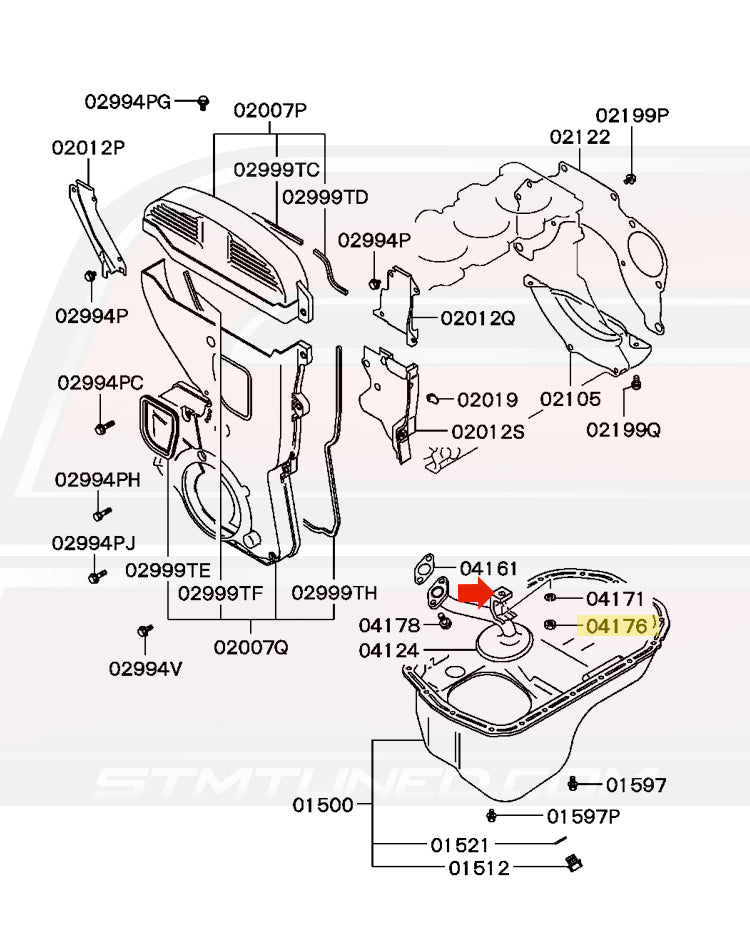 1G 6-Bolt DSM Oil Strainer Diagram