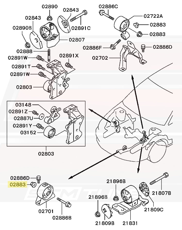 MF434105 Evo 8 Engine Mount Diagram