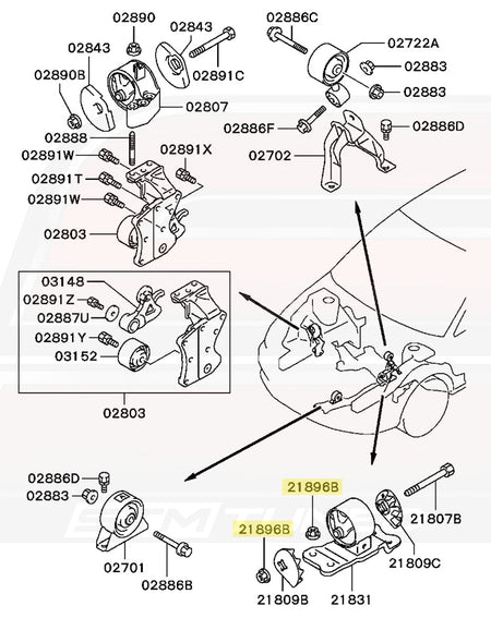 MF434106 5-Speed Evo 8 Engine Mount Diagram