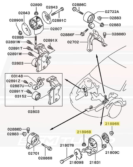 MF434106 6-Speed Evo 9 Engine Mount Diagram