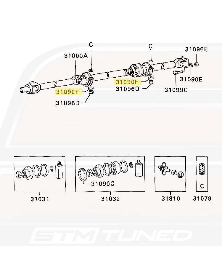 1G DSM / GVR4 Driveshaft Diagram (MF450006 31090F)