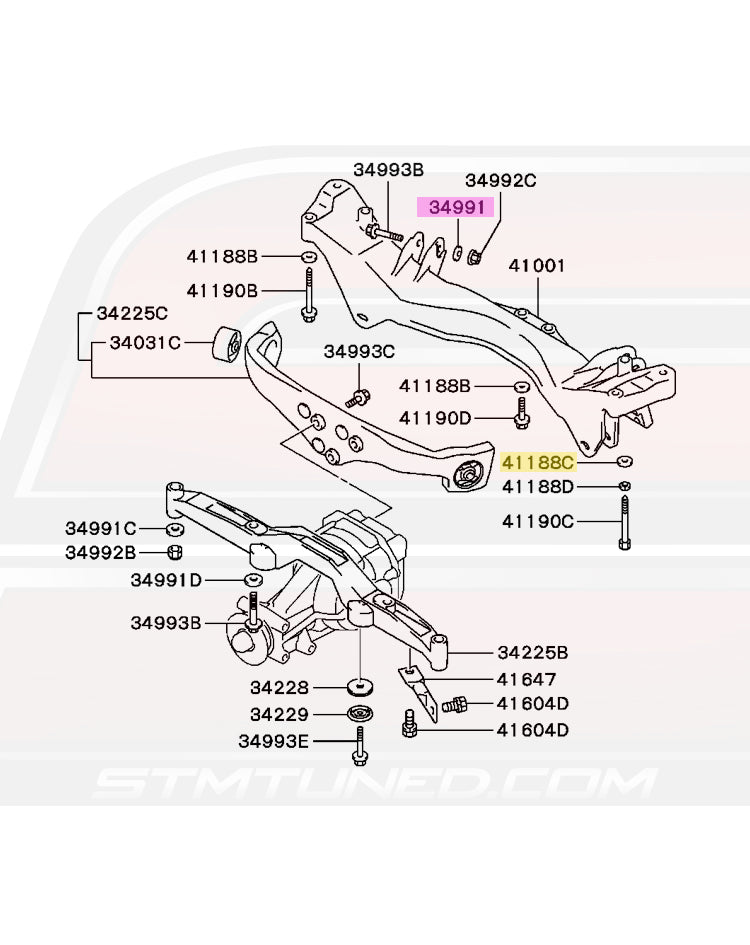Mitsubishi OEM Rear Crossmember Washer for Evo 7/8/9 (MF450107)  Image © STM Tuned Inc