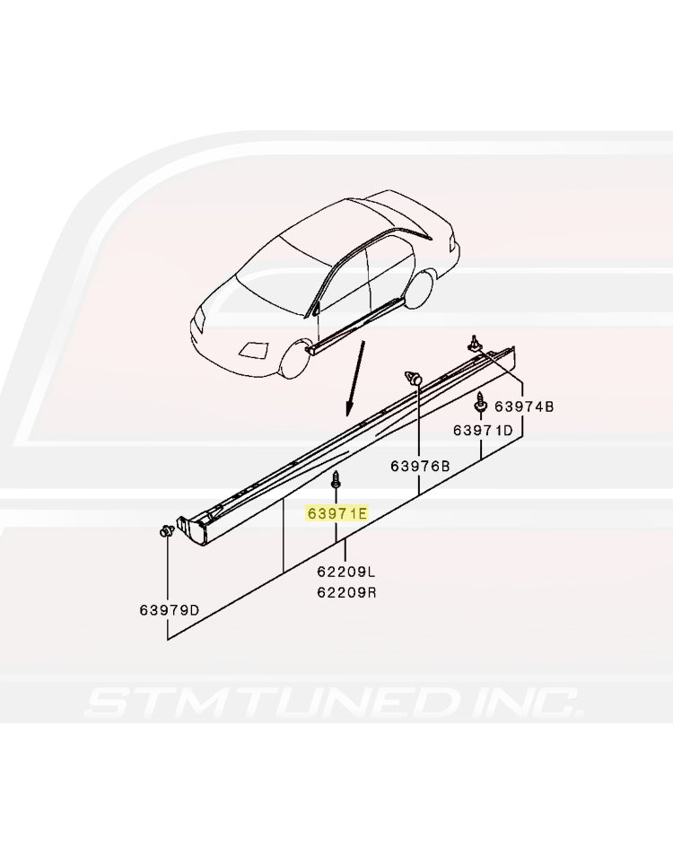 Mitsubishi OEM Side Skirt Diagram for Evo 7/8/9 (MF455033)