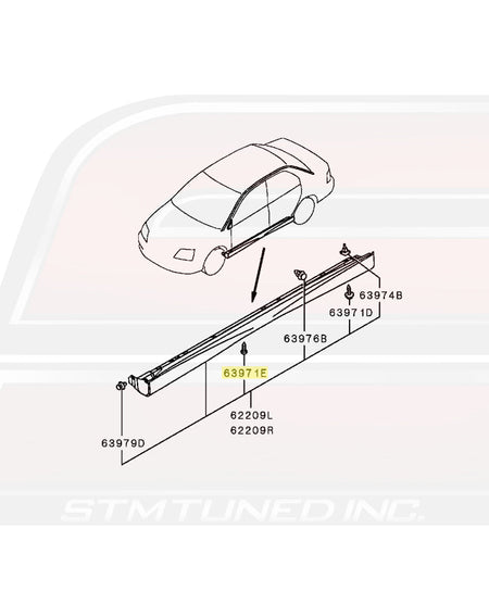 Mitsubishi OEM Side Skirt Diagram for Evo 7/8/9 (MF455033)