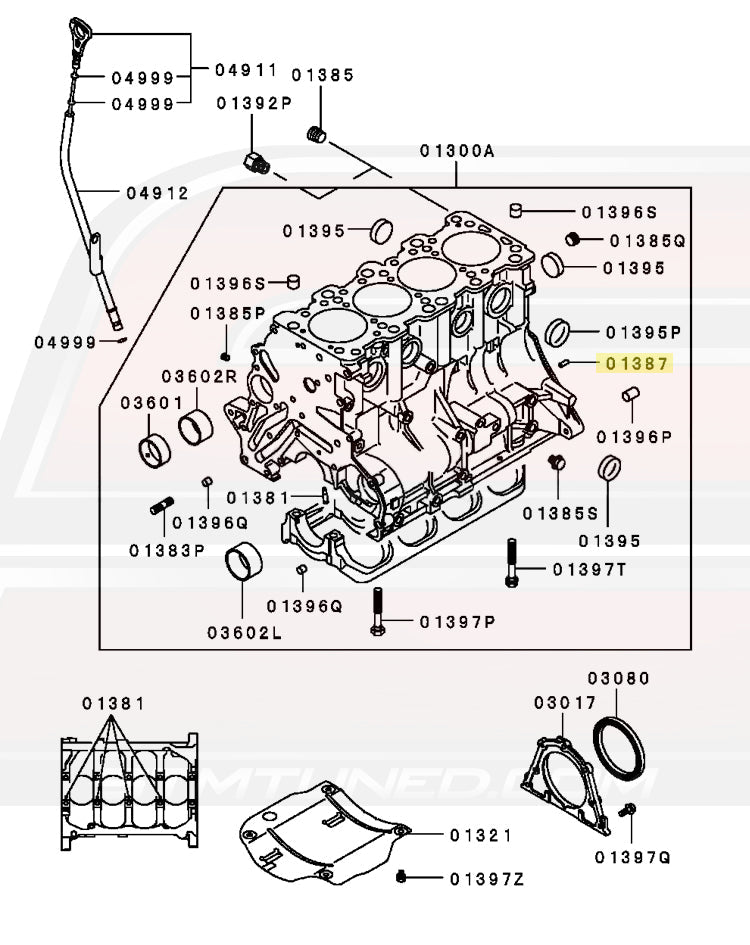 Diagram for DSM Rear Case to Cylinder Block