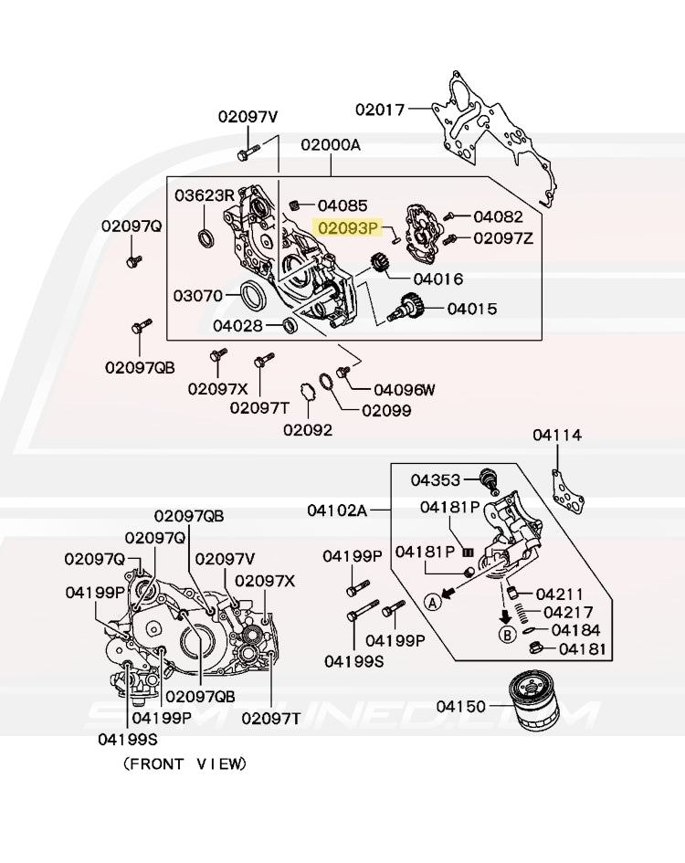 Diagram for Evo 8/9 Front Case to Cylinder Block