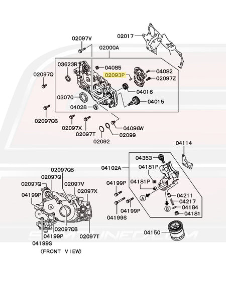 Diagram for Evo 8/9 Front Case to Cylinder Block
