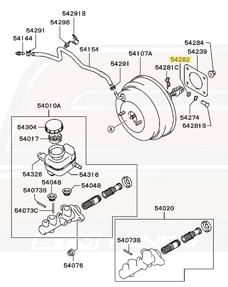 USDM Evo 8 Brake Booster Diagram