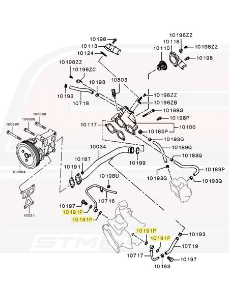 Evo X Water Line Diagram 10191P