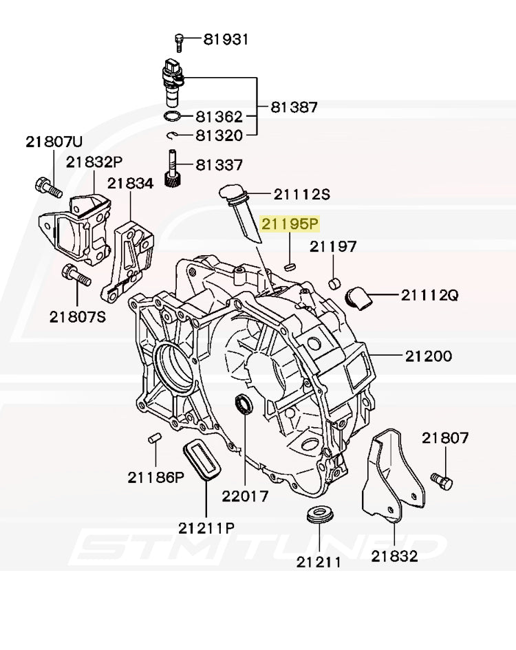 MF665535 Transmission Case Seal Cap Diagram for Evo 8/9 5-Speed