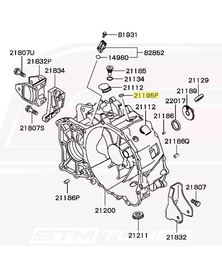 MF665535 Transmission Case Seal Cap Diagram for Evo 8/9 6-Speed MR