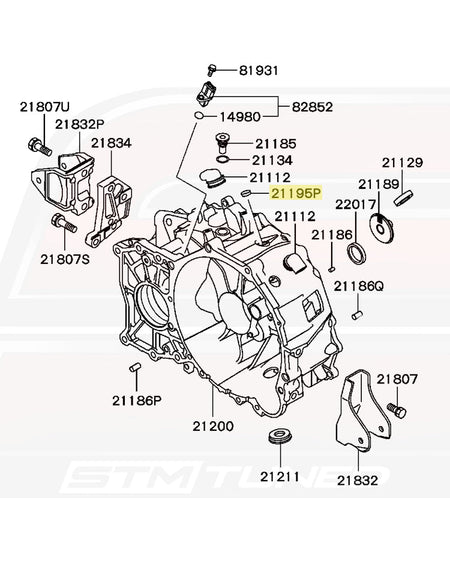 MF665535 Transmission Case Seal Cap Diagram for Evo 8/9 6-Speed MR